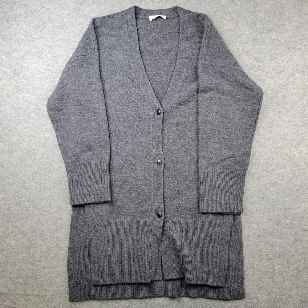 Everlane Sweater Womens Large Gray Wool Cashmere Long Cardigan Button Front Knit